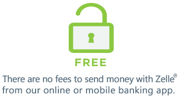 There are no fees to send money with Zellefrom our online or mobile banking app.